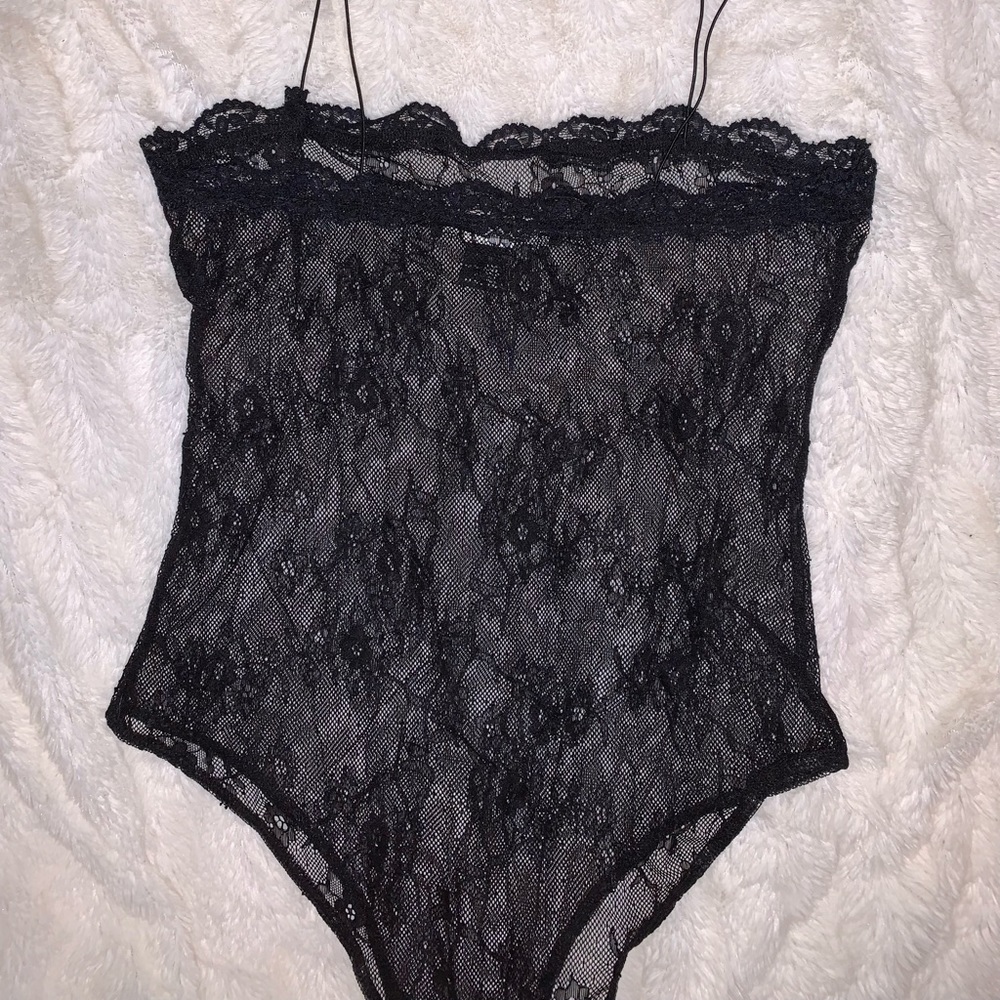 Black lace body suit